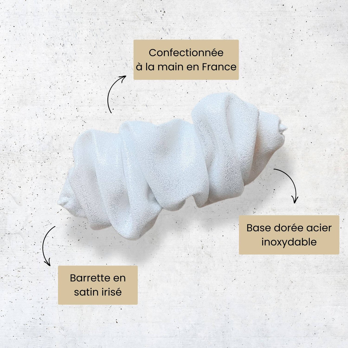 Barrette chouchou satin irisé Blanc