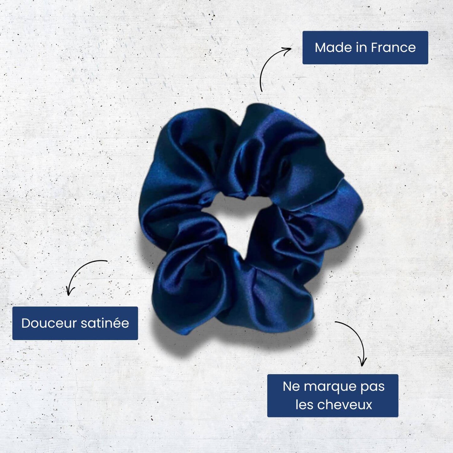 Chouchou en satin bleu marine Alicia