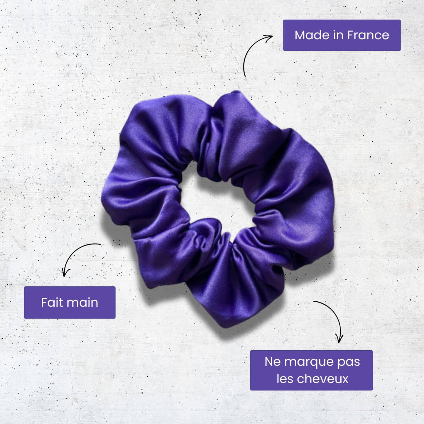 Chouchou en satin violet Sabrina