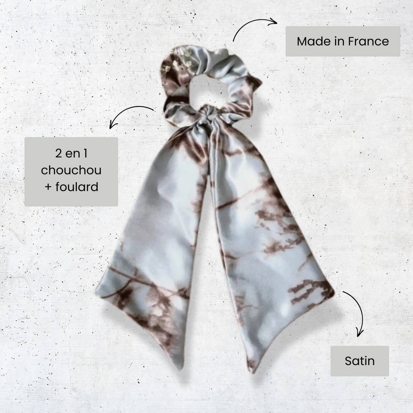 chouchou foulard pour cheveux en satin marbré