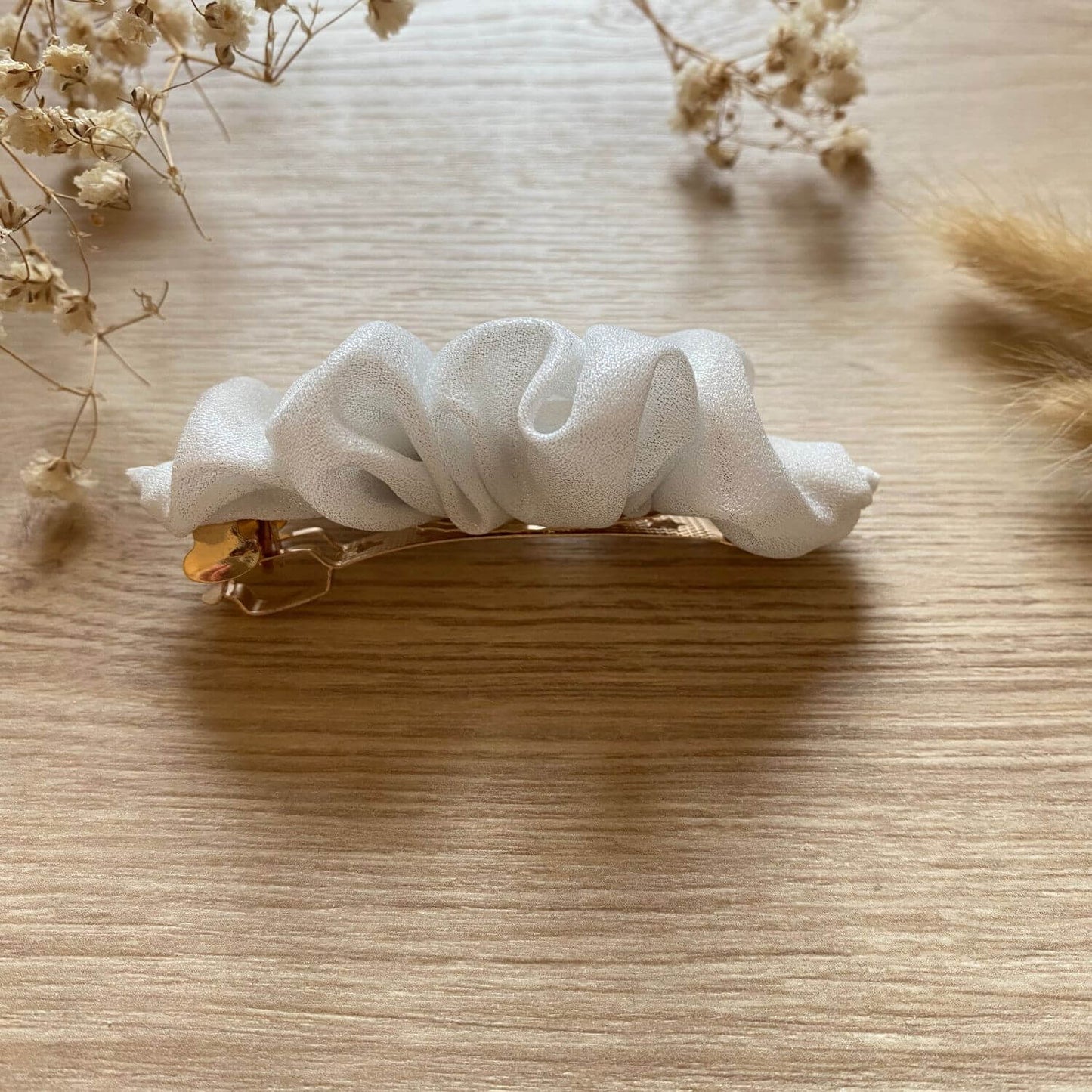 Barrette chouchou satin irisé Blanc