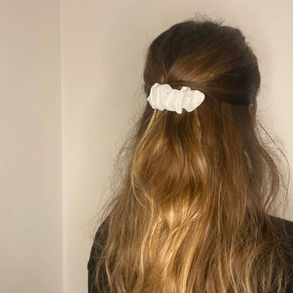 Barrette chouchou satin irisé Blanc