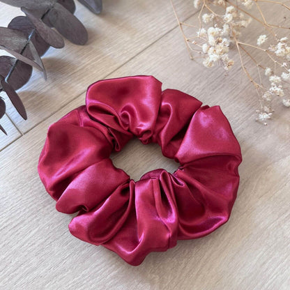 Chouchou en satin framboise Santa