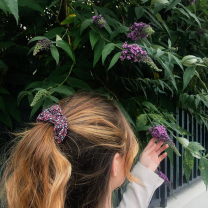 Chouchou cheveux fleurs mauve Amanda - Violette & Rose - Accessoires pour cheveux