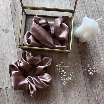 Chouchou en soie véritable Caramel - Violette & Rose - Accessoires pour cheveux